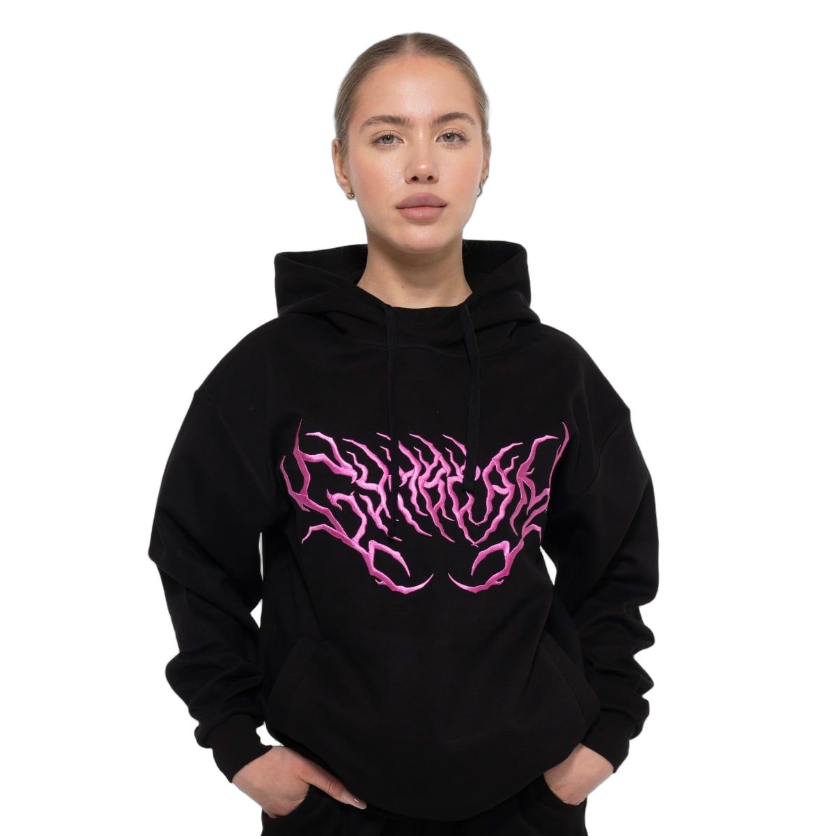 GymBeam Hoodie Damen oversize mit Kapuze und Taschen in Schwarz 1 St