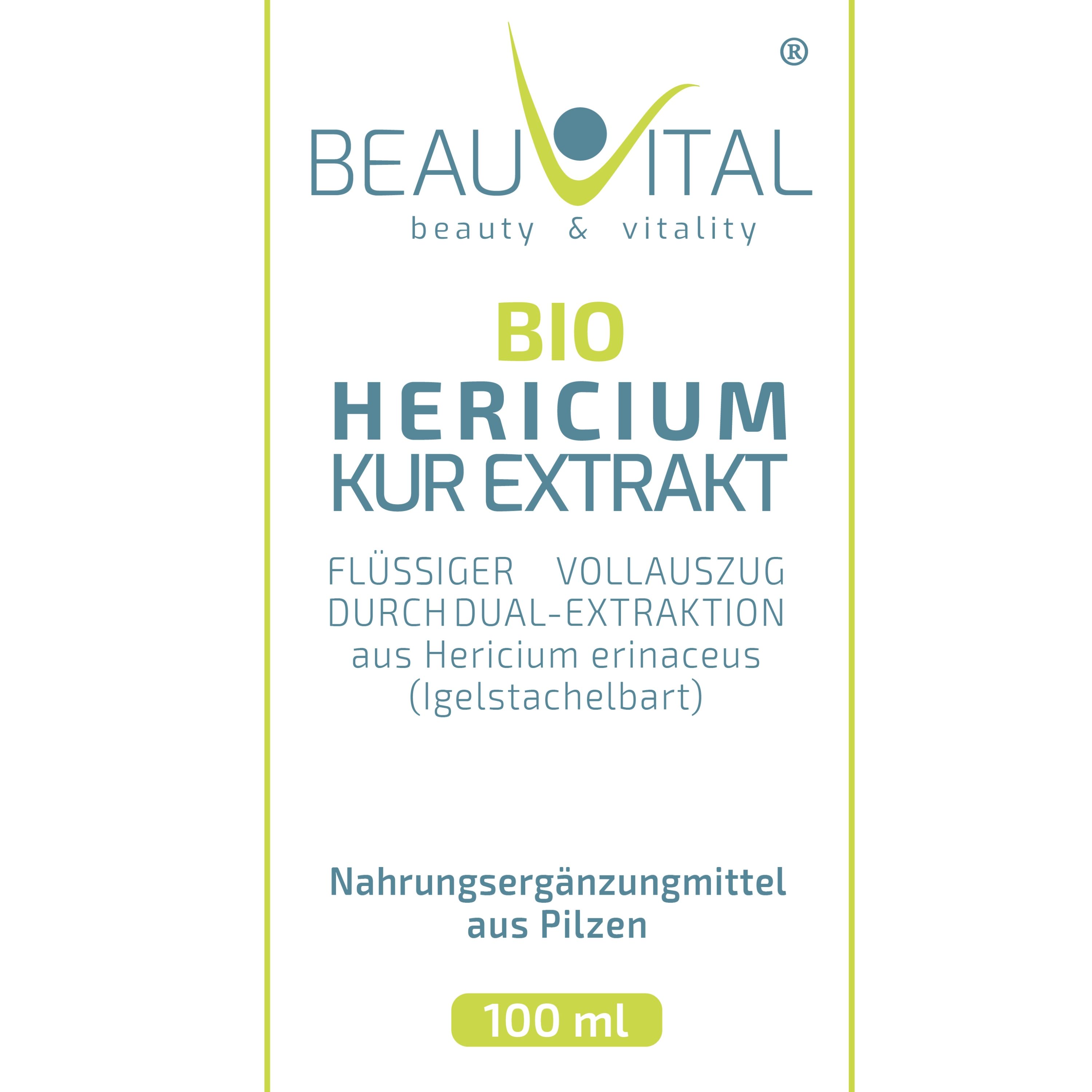 BEAUVITAL® Bio Hericium Kurextrakt | Flüssiger Vollauszug durch Dual-Extraktion
