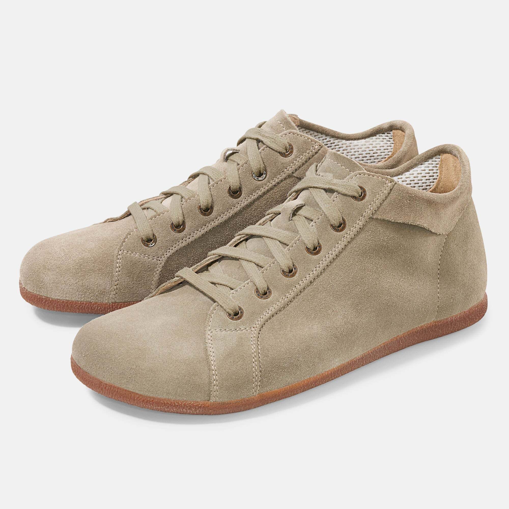 BÄR Magda Damen Stiefeletten, beige Wildleder, Schnürung, breite Passform.