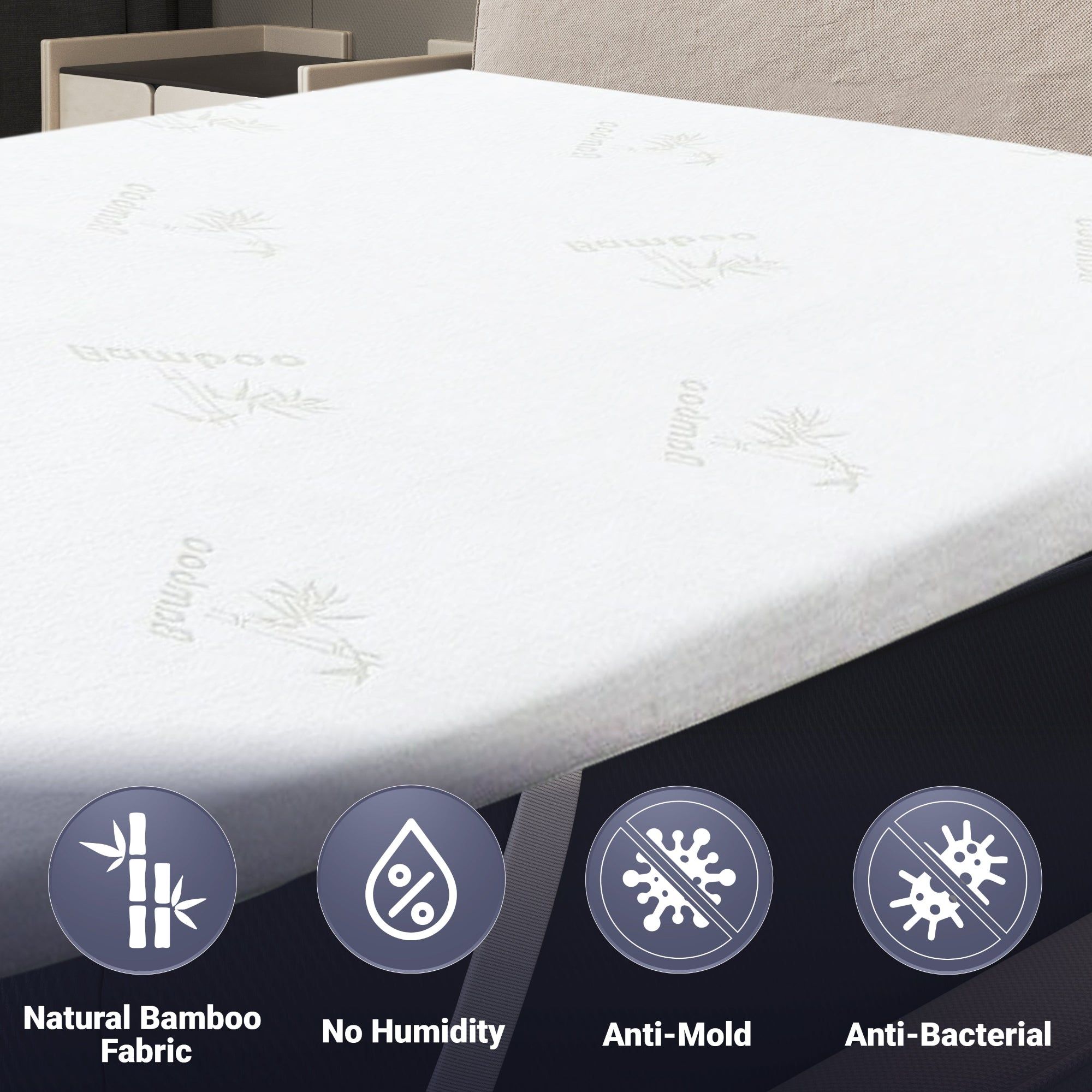 The White Stone Topper 120x190 cm aus Naturlatex, Abnehmbar 5 cm