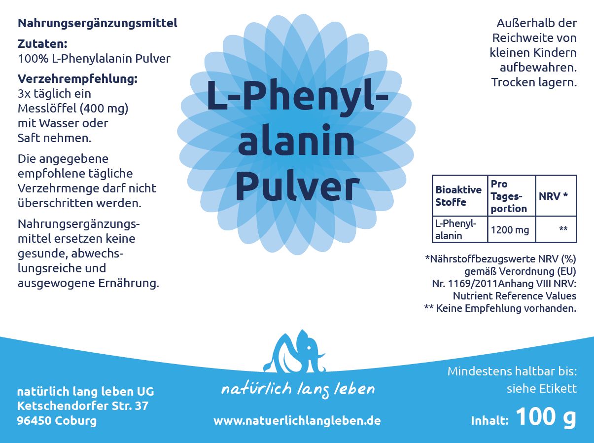 natürlich lang leben L-Phenylalanin Pulver 100 g