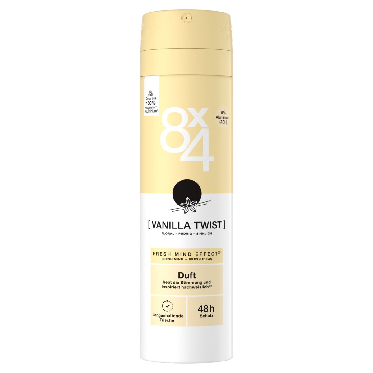 8x4 Deo Spray Vanilla Twist Fresh Mind Effect® und 48h Schutz