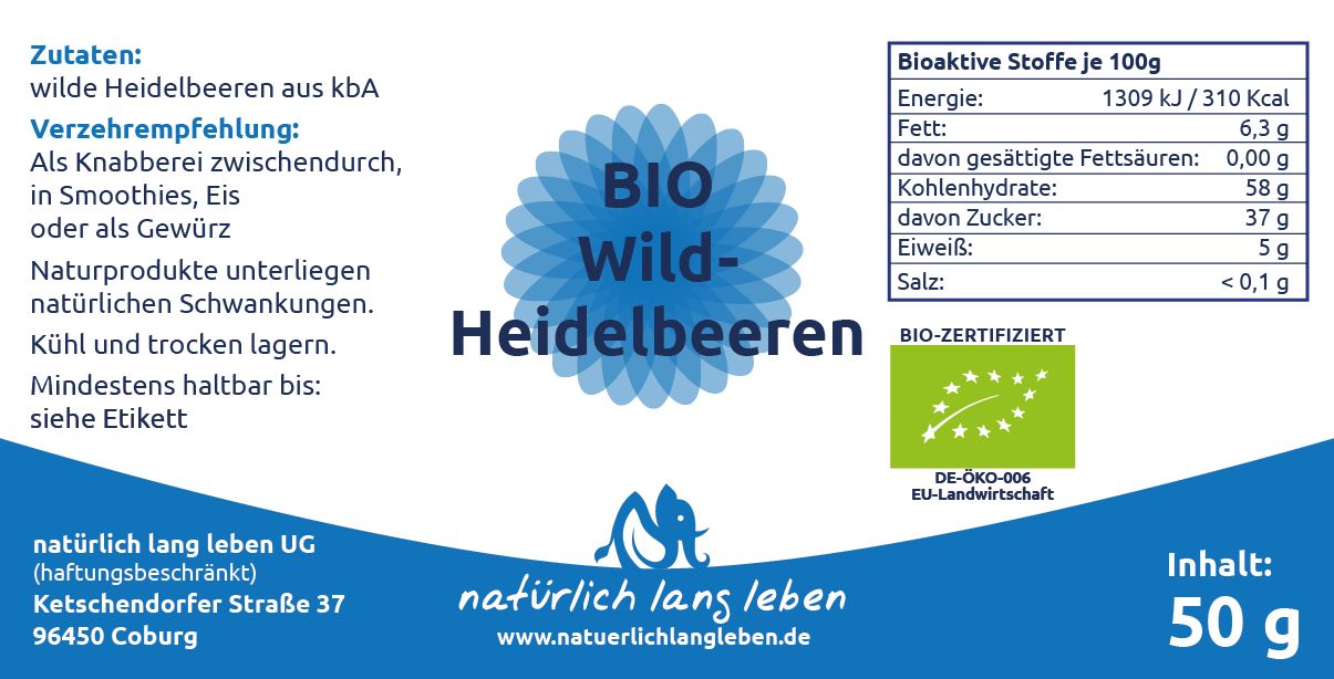natürlich lang leben BIO Wild Heidelbeeren