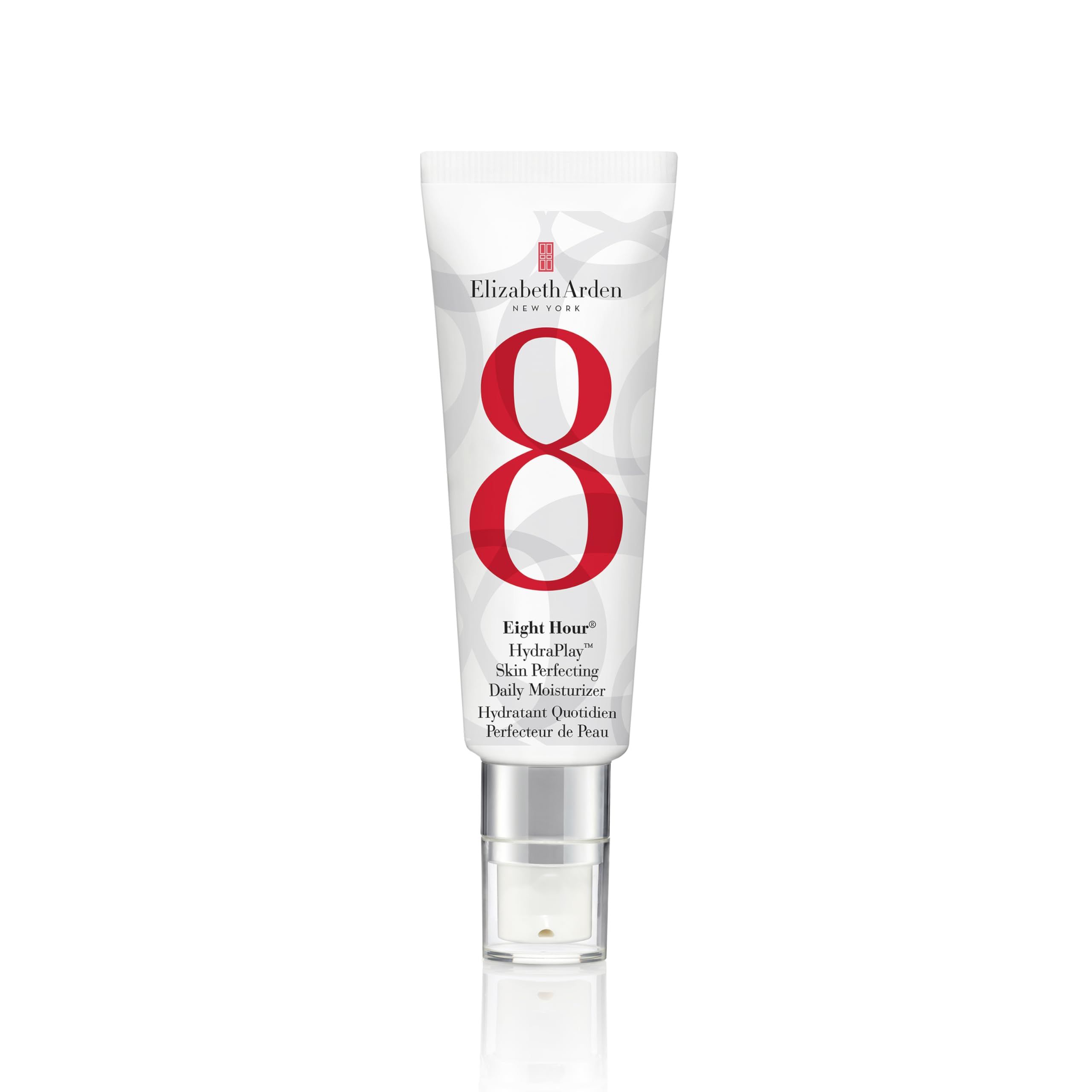 Weiße Tube mit roter '8' und Schriftzug 'Elizabeth Arden'. Produktname und Text darunter.