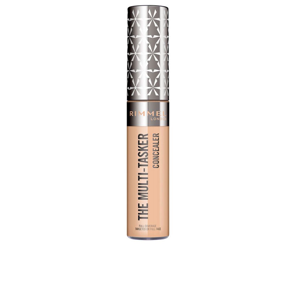 Concealer-Stift mit silberfarbenem Deckel. Aufschrift: RIMMEL LONDON, THE MULTI-TASKER CONCEALER. Farbton: 40 Ivory.