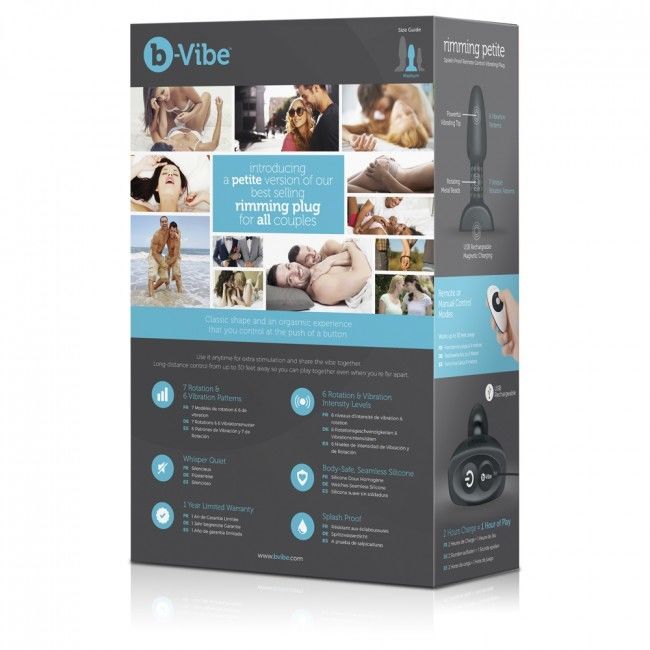 Produktverpackung mit Bildern, Text und Produktabbildung. B-vibe Logo und Produktname.
