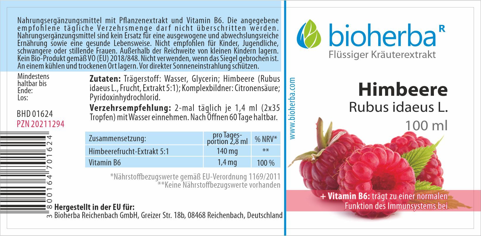 Bioherba Himbeere Rubus idaeus L. Tropfen Tinktur