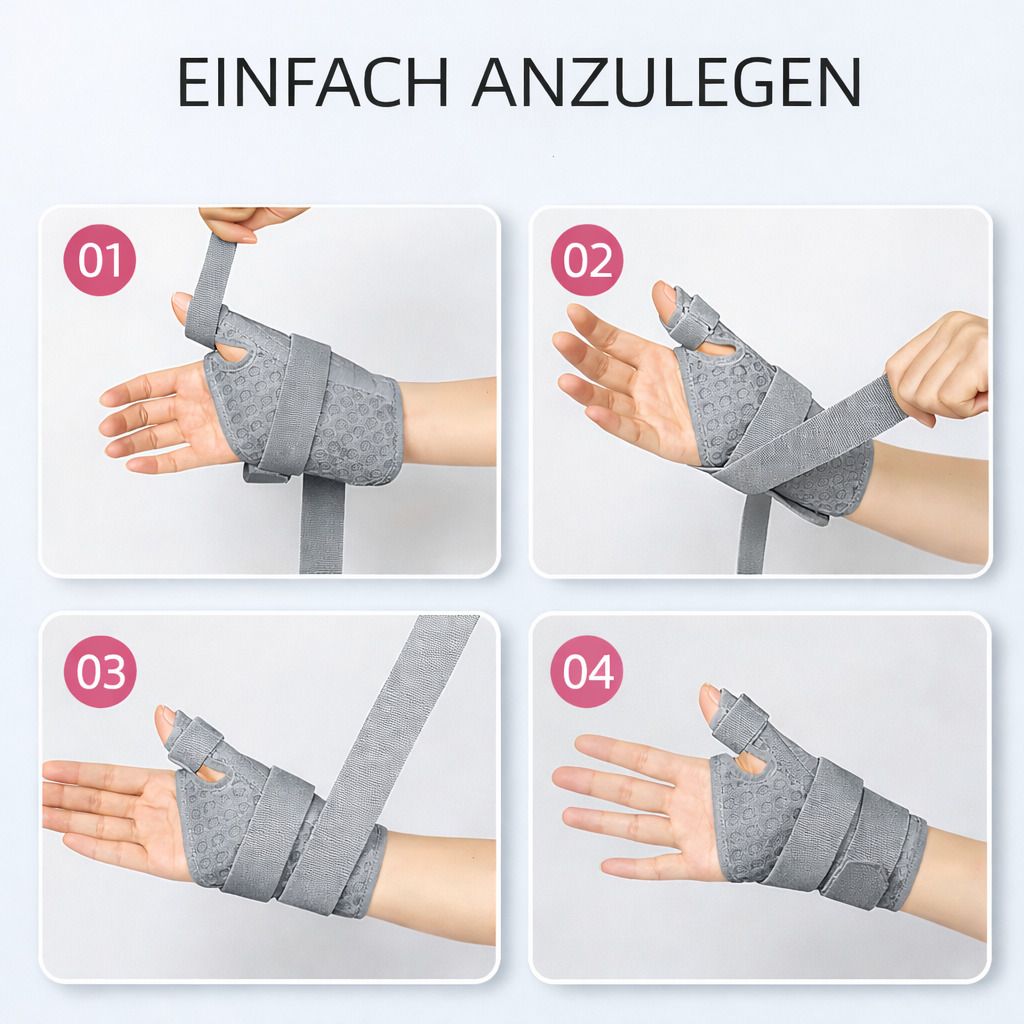 Daumenbandage mit Handgelenkstütze, verstellbare Daumenschiene, atmungsaktiv & stabil