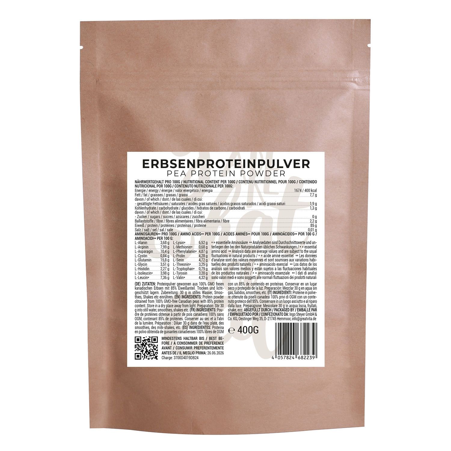 GreatVita Erbsenprotein Pulver 400 GR