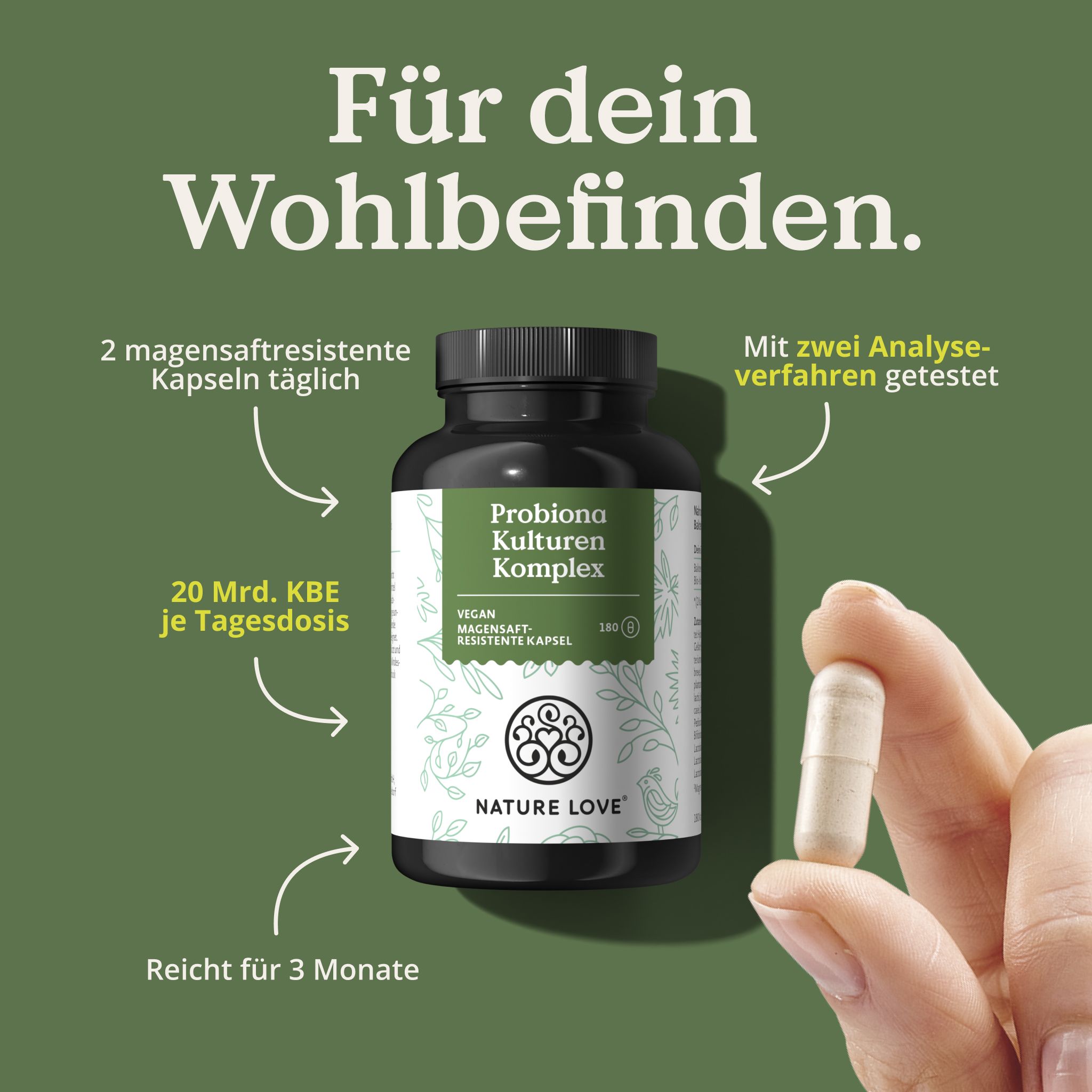 NATURE LOVE® Probiona Komplex – 300 Mrd. KBE/g – Lactobacillus & Bifidobakterien 20 Mrd – KBE/Tag