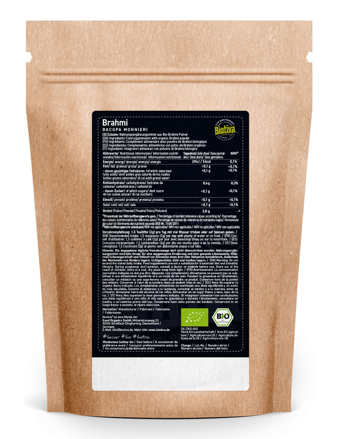 Biotiva Brahmi Pulver Bio 500 g