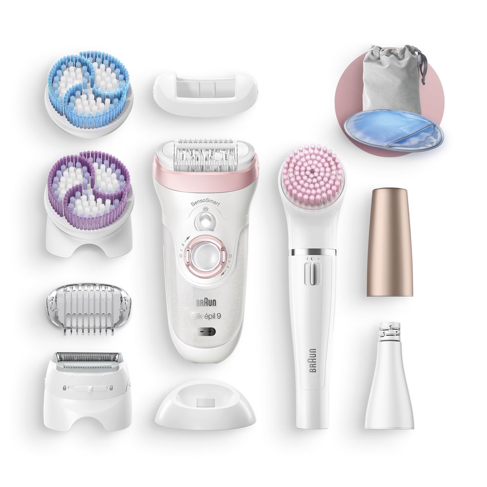 Braun - Epilierer "Silk-épil 9-975 Epilierer Beauty Set SensoSmart" in Weiß und Rosé