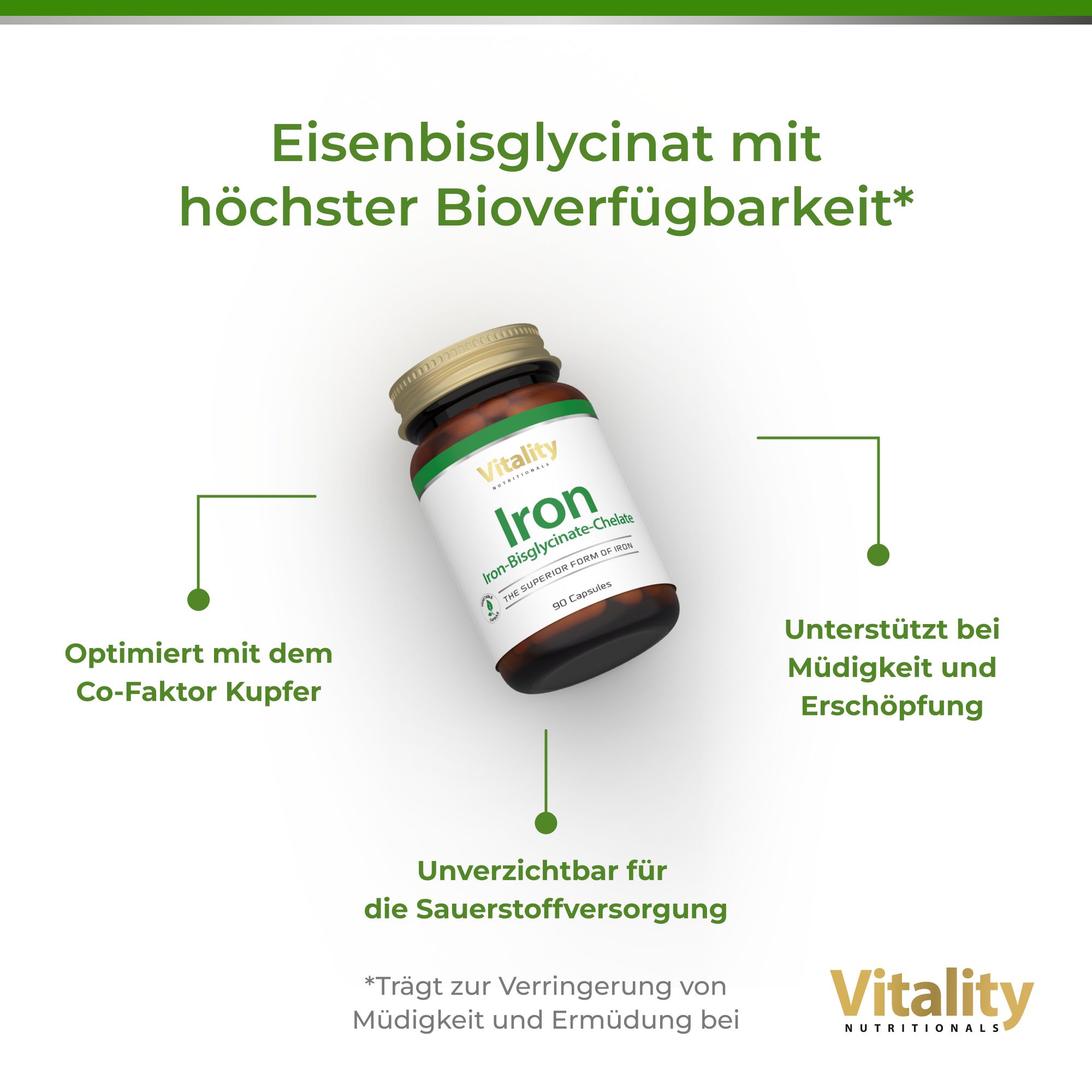 Vitality Nutritionals Eisen Bisglycinat Chelat 35,6 g Kapseln