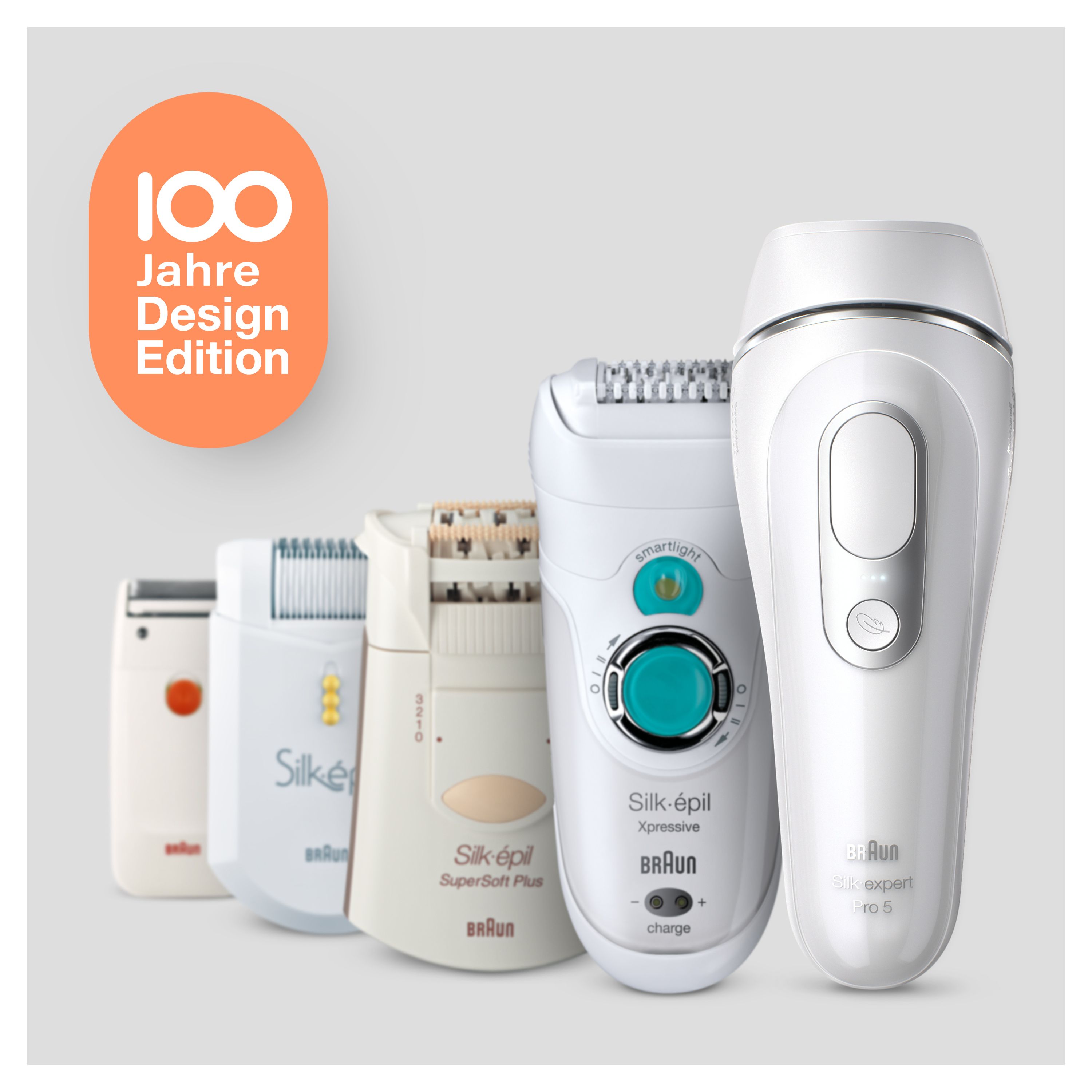 Braun - IPL System "Silk Expert Pro 5 - 100 Jahre Design Edition" in Weiß und Silber