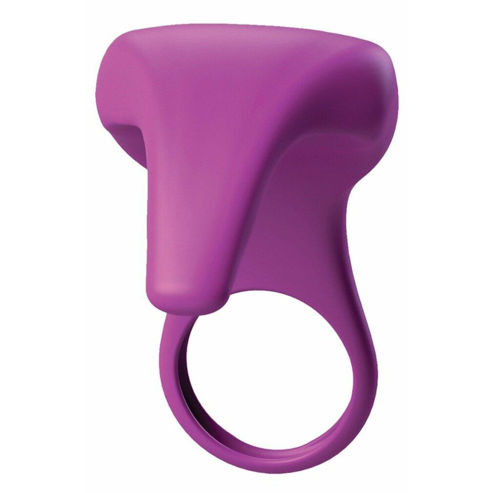 Lila Ring mit T-Form-Aufsatz. Ringförmige Basis mit einem Aufsatz.