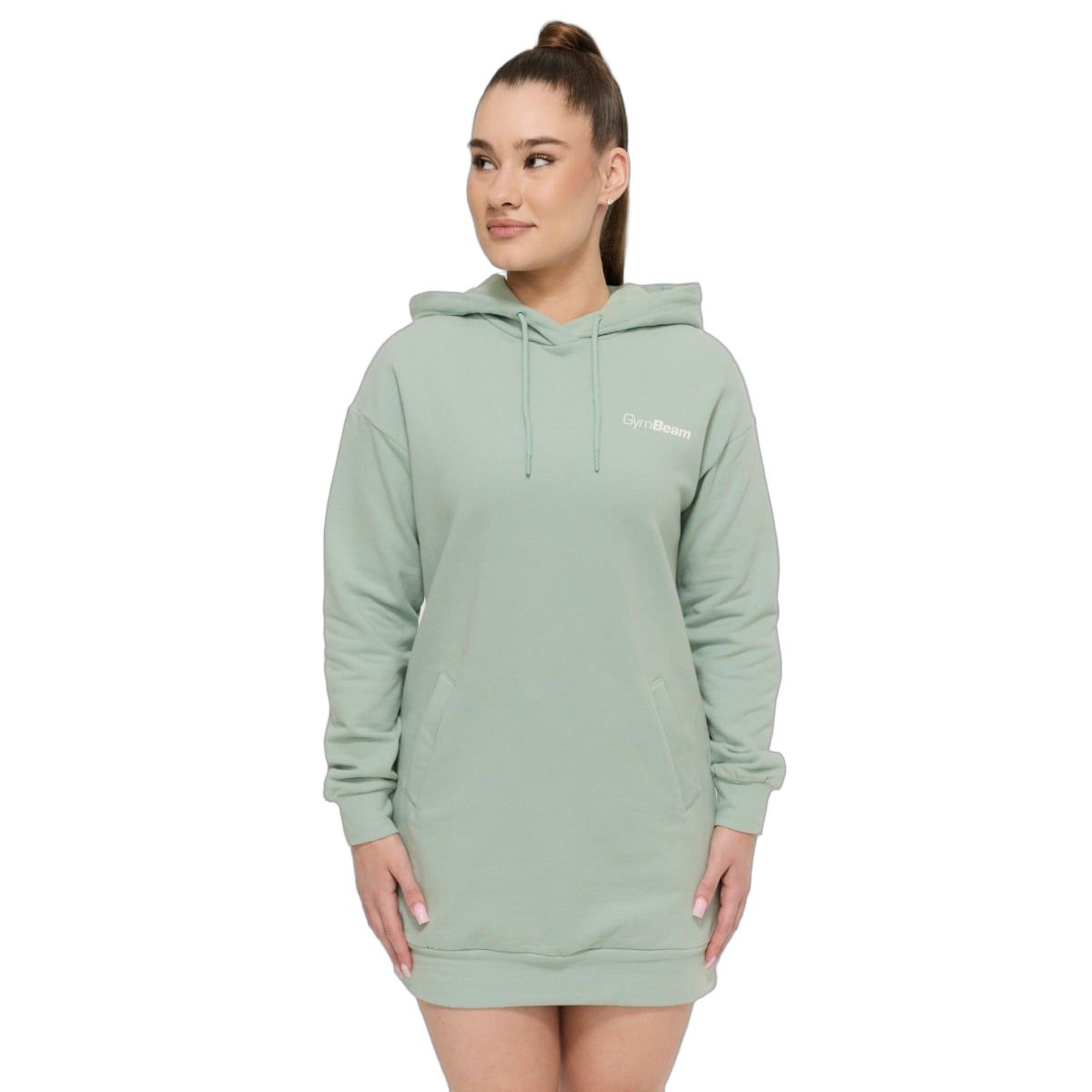 GymBeam Hoodie Damen Longline regular mit Kapuze Eucalypt