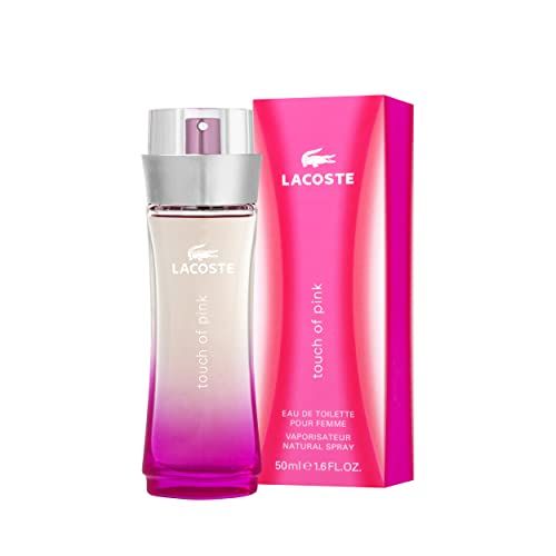 Rosa Flakon und Verpackung. Lacoste Touch of Pink Eau de Toilette. Flakon mit Sprühkopf. 50ml.