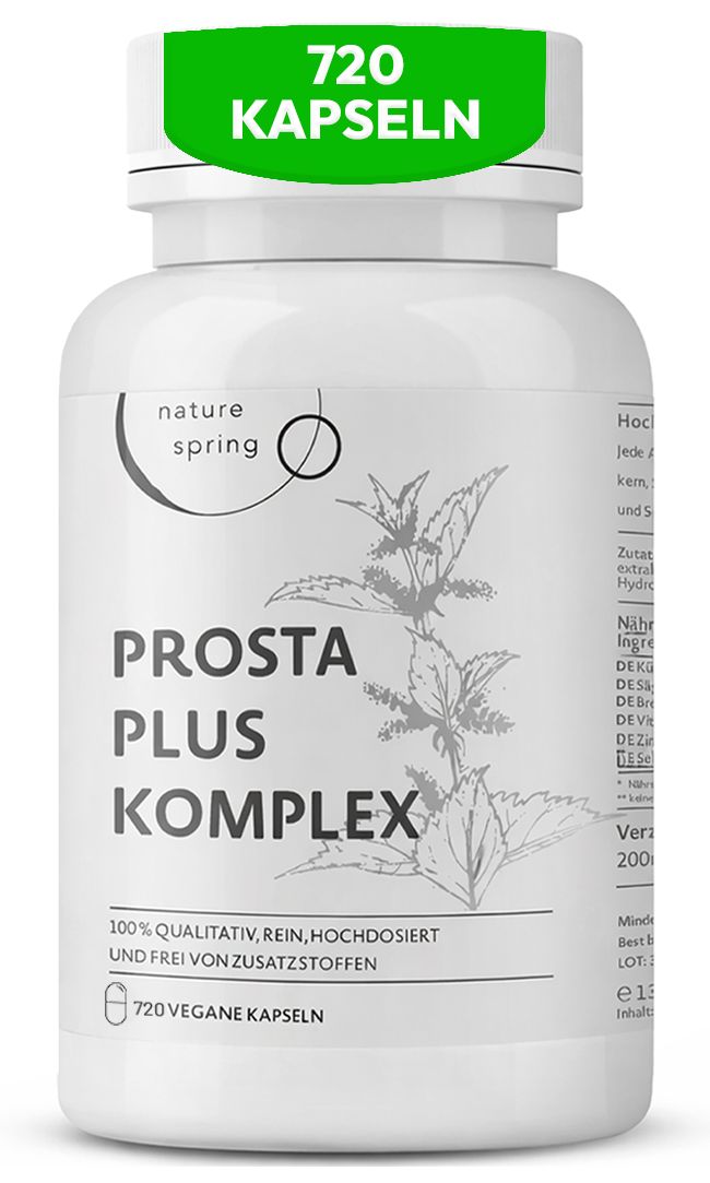 Prostata Kapseln - Prosta Plus Komplex mit Sägepalme, Kürbiskern & Brennnessel- Nature spring 720 St