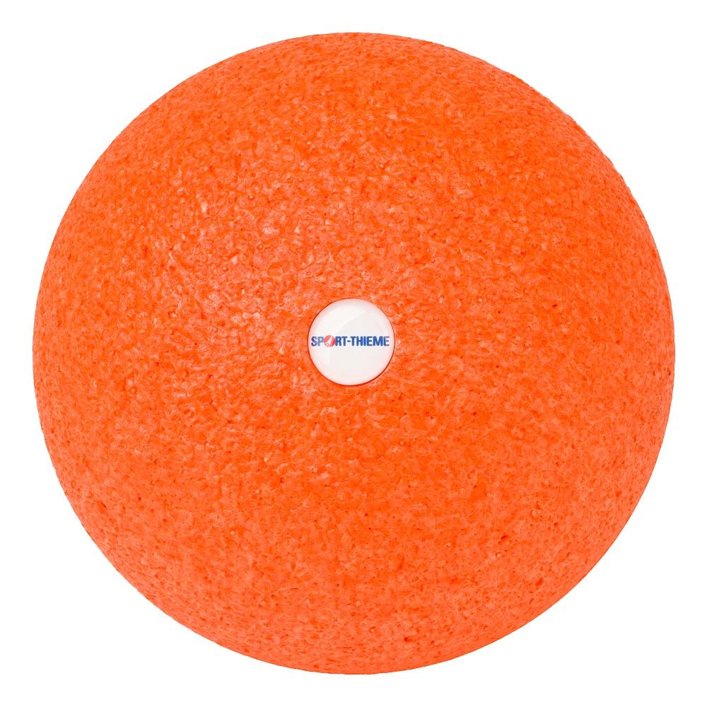 Orangefarbener Ball mit weißem Logo 'SPORT-THIEME' in der Mitte. Runde Form, glatte Oberfläche.