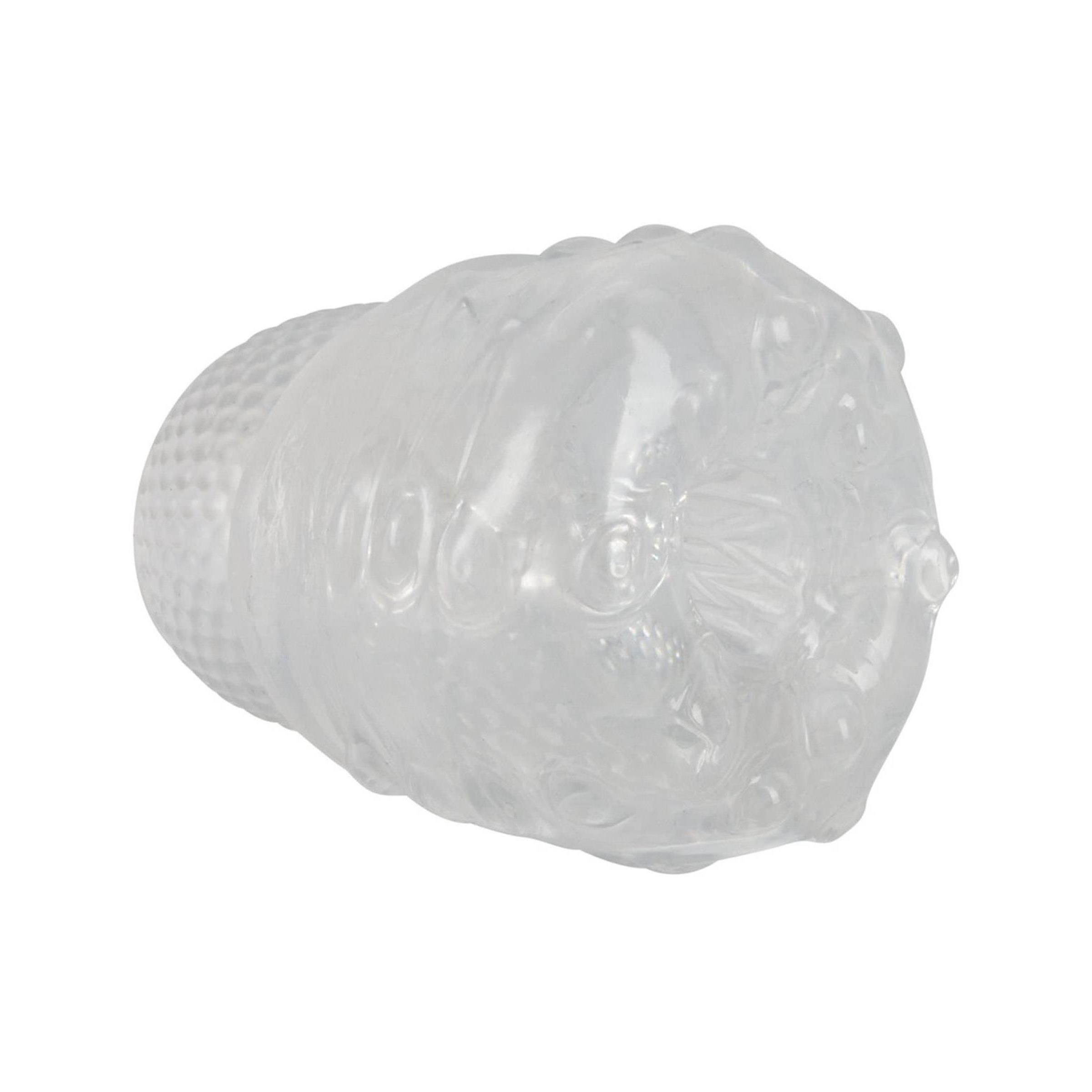 Transparentes Produkt mit unterschiedlichen Oberflächenstrukturen. Sichtbare Details.