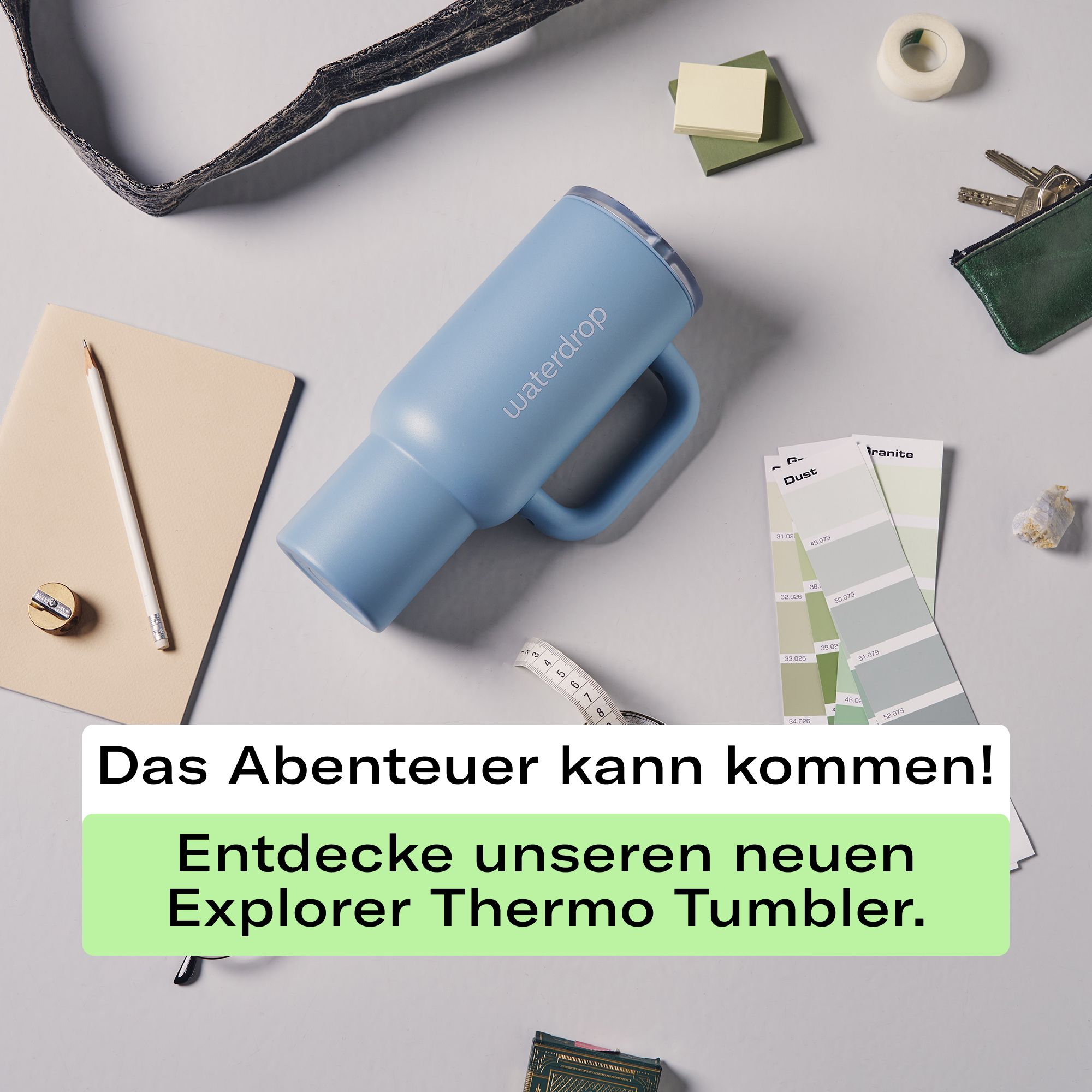 waterdrop® Explorer Thermobecher – 1,1 L Edelstahl – mit Trinkhalm, auslaufsicher & 12 h kühl