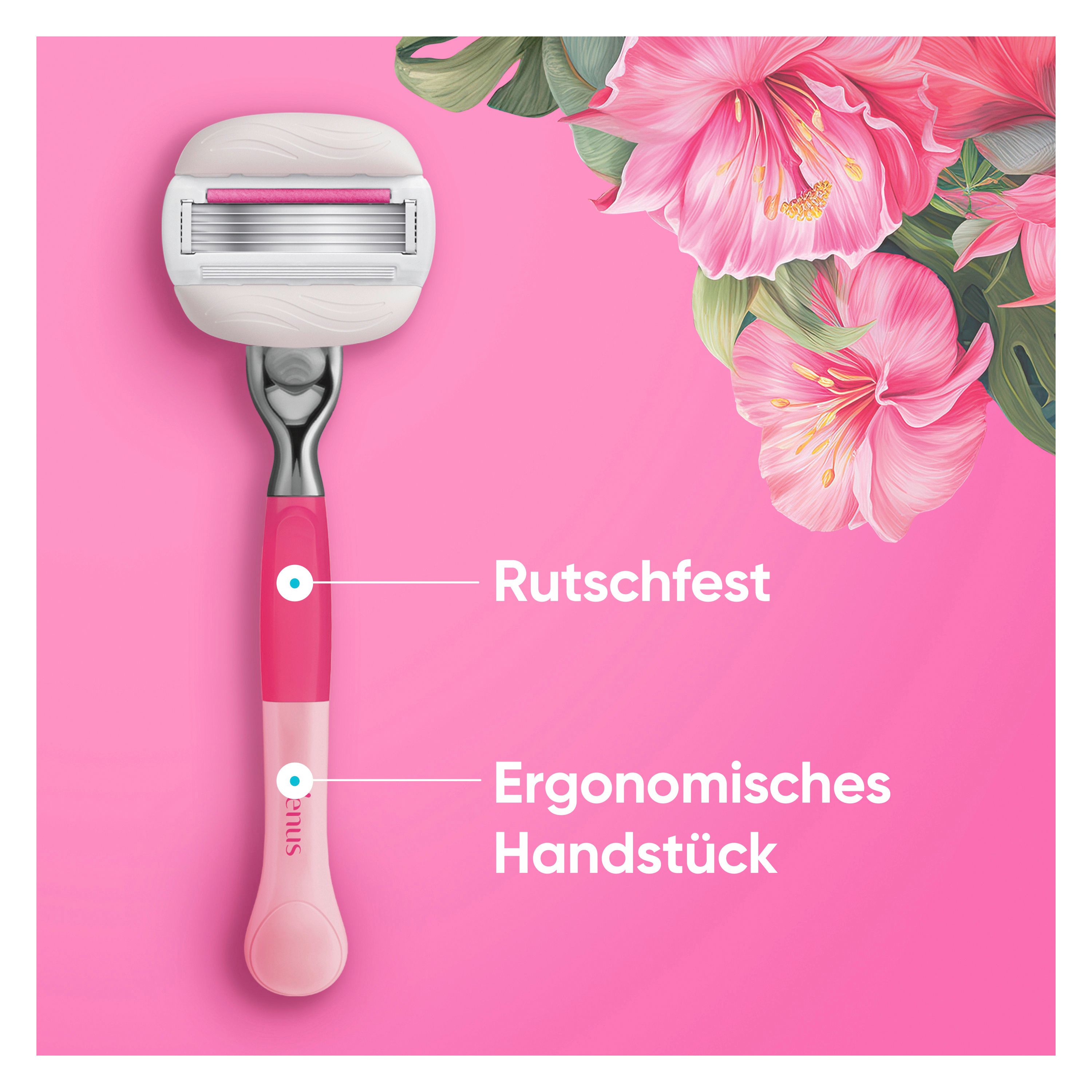 Gillette Venus - Damennassrasierer "Comfortglide Tropical" + 3 Ersatzklingen + Duschhalterung