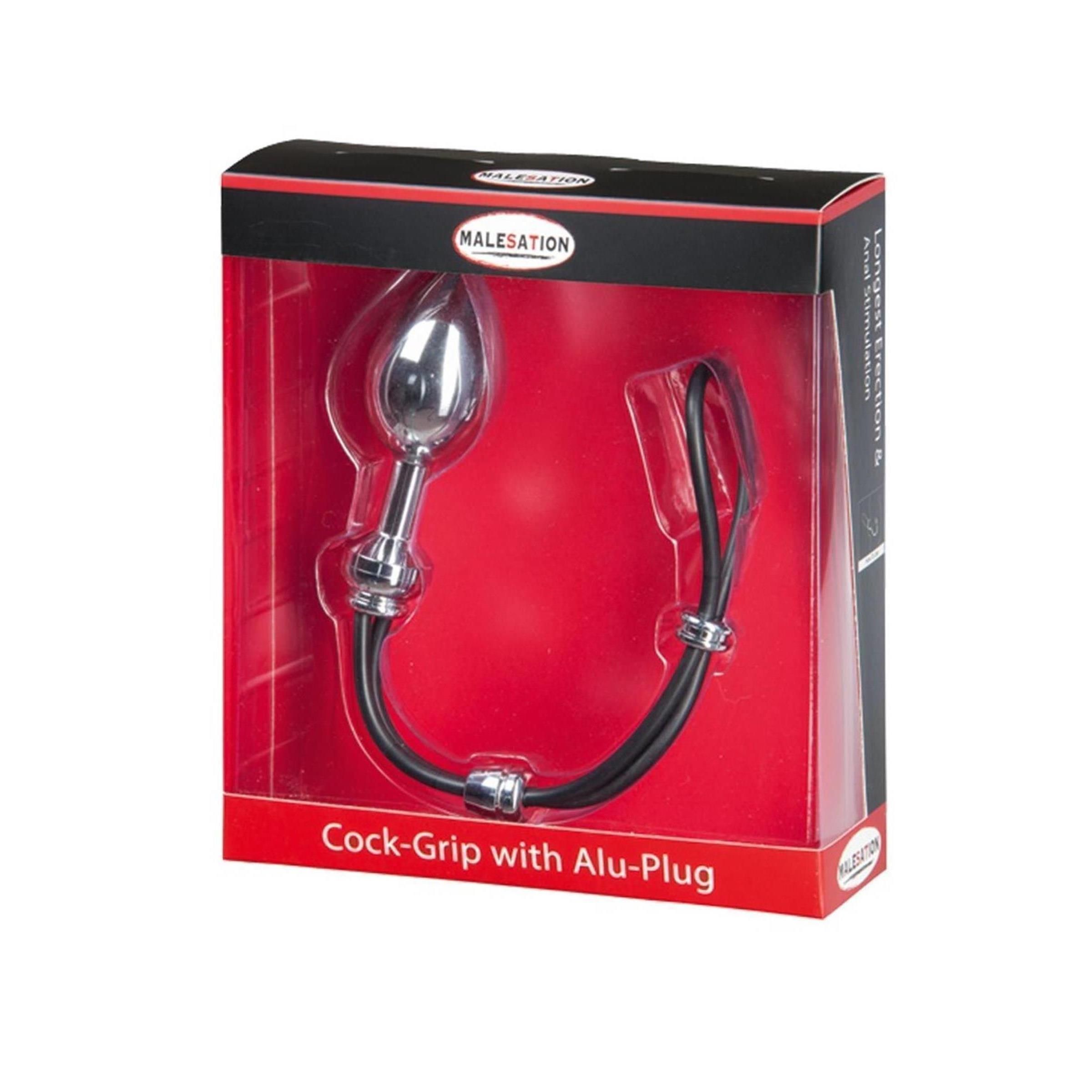 MALESATION Cock-Grip mit Alu-Plug Klein, Schwarz
