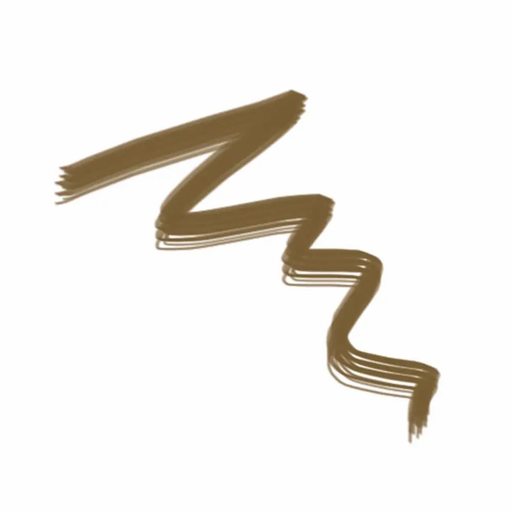 Taupefarbene, wellenförmige Linie, erzeugt durch einen Augenbrauenstift. Mehrere parallele Striche.