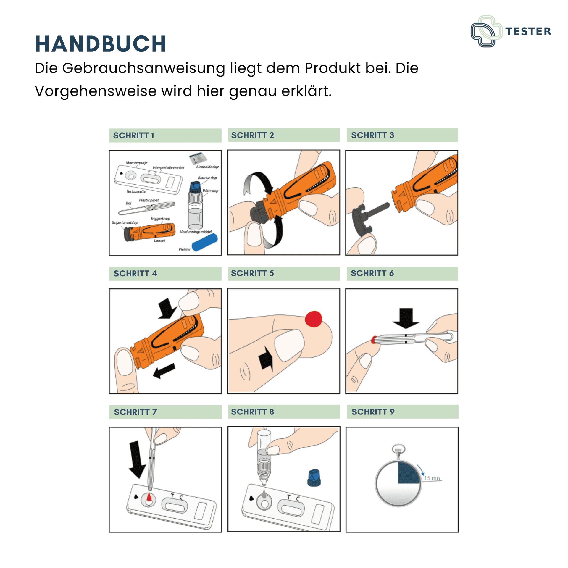 Anleitung für einen Gluten-Selbsttest: 9 Schritte zur Durchführung mit Illustrationen.