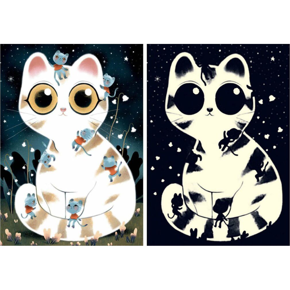 djeco Beleuchtetes Puzzle Niedliche Katzen 50 Teile
