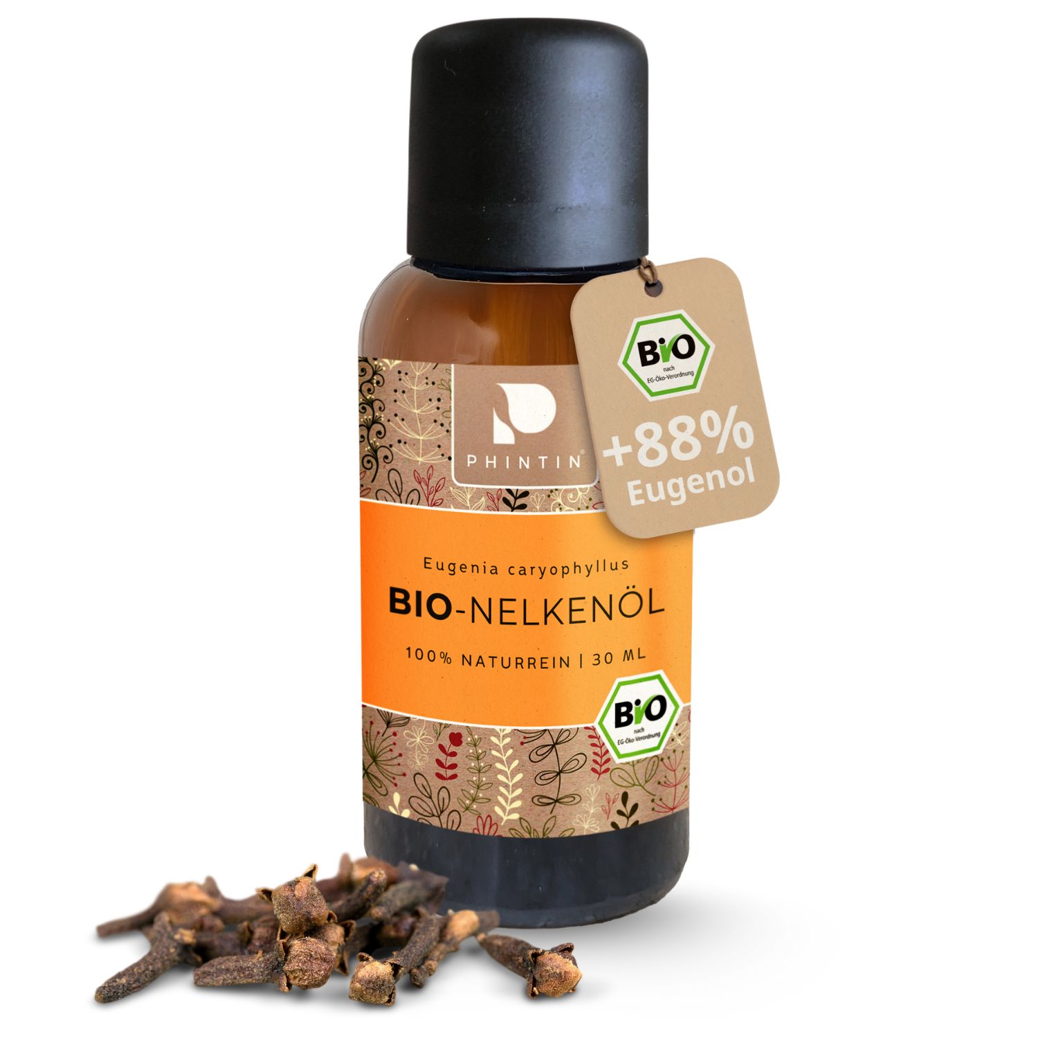 PHINTIN Bio Nelkenöl – 100 % naturrein, ätherisches Öl (Lebensmittelqualität)
