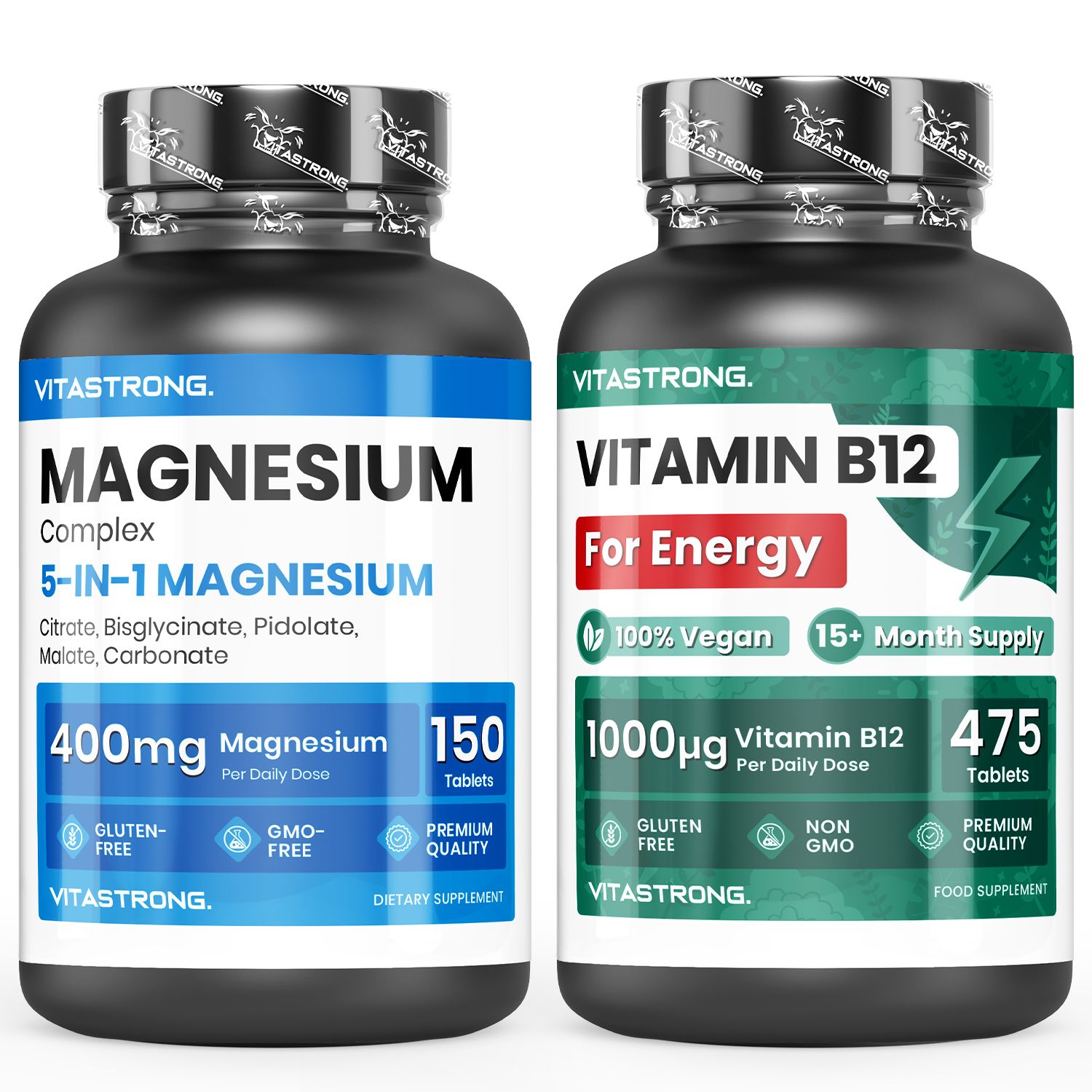 Vitastrong Vitamina B12 & Complesso di Magnesio 5-in-1 – Energia quotidiana e assorbimento ottimale 625 St Tabletten
