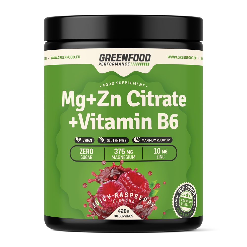 GreenFood Nutrition Performance Mg+ZN Citrate + Vitamin B6 Juicy Raspberry