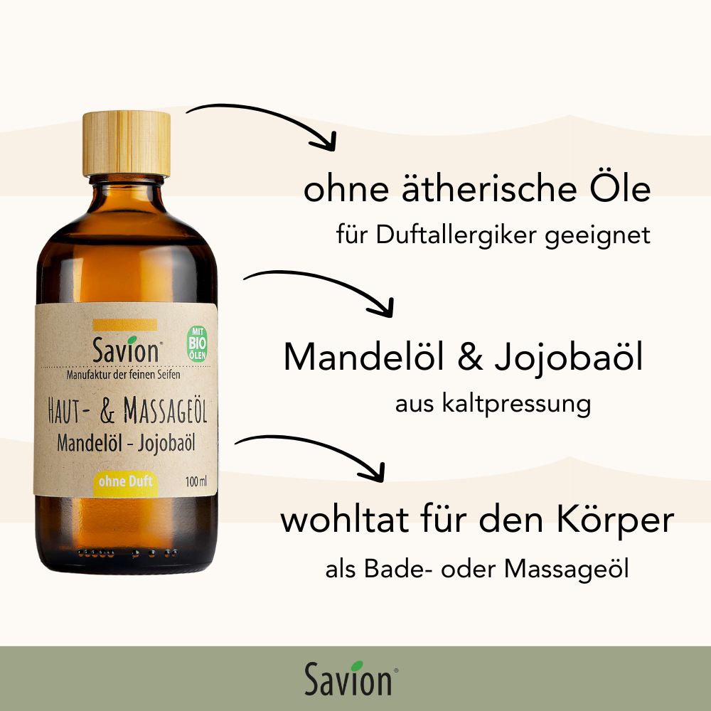 Savion Haut- & Massageöl ohne Duft 100 ml Öl