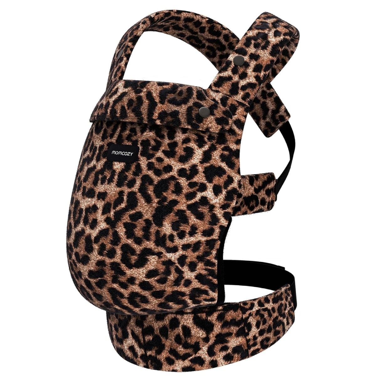 Momcozy draagzak met luipaardprint. Gewatteerde banden, verstelbare heupgordel. Dierenprint.