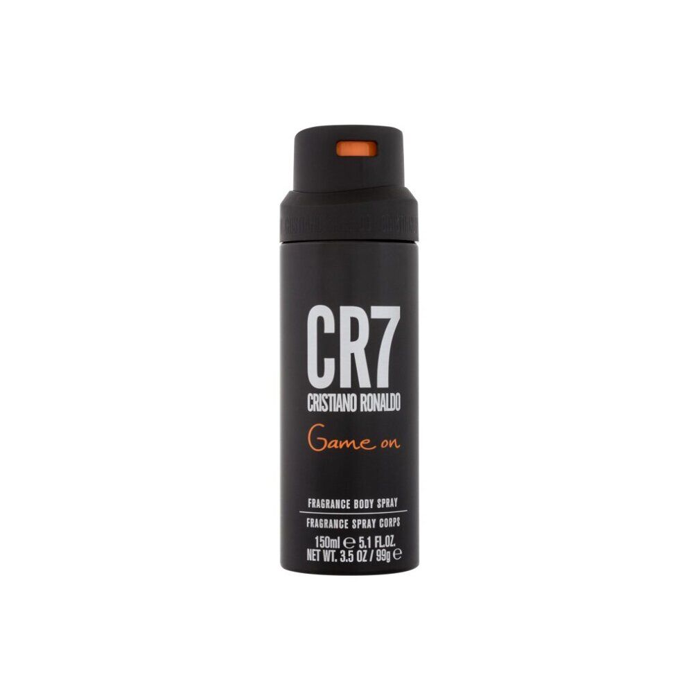 Schwarze Sprühdose mit CR7 Cristiano Ronaldo Game On Aufschrift.