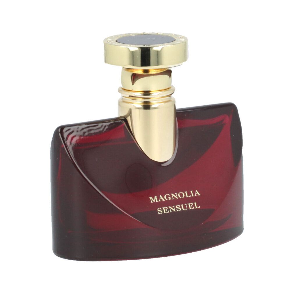 Bvlgari Splendida Magnolia Sensuel Eau de Parfum Flakon mit goldenem Verschluss.