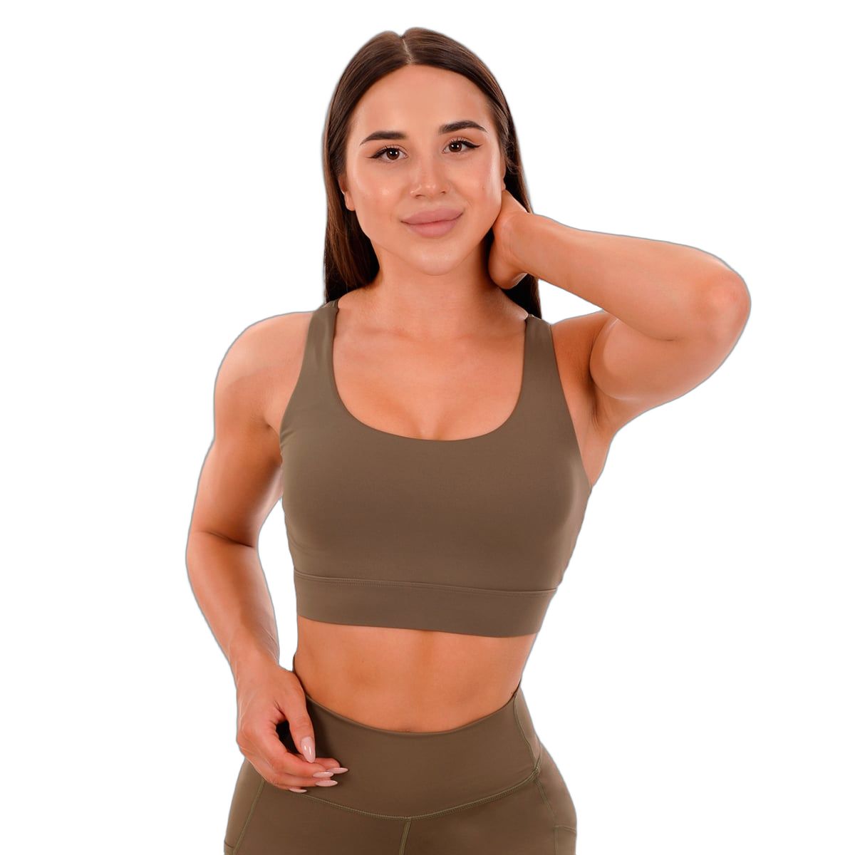 GymBeam Sport-BH Damen Cut-Out mit verstellbaren Trägern in Oliv 1 St