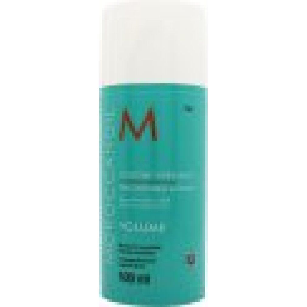 Türkis-farbene Flasche mit weißem Deckel. Aufschrift: Moroccanoil, Thickening Lotion, Volume. 3.4 FL.OZ./100 ml.