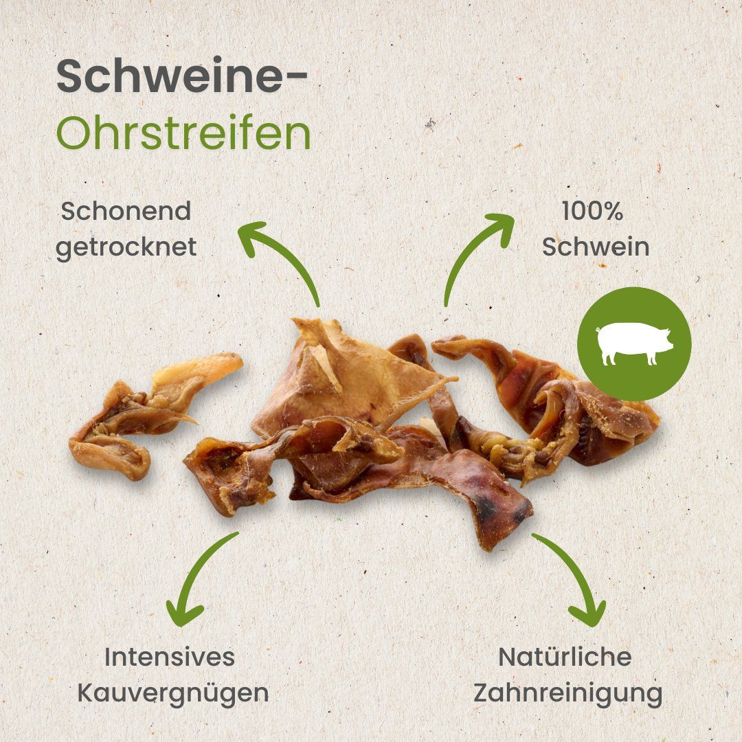 Getrocknete Rinderhautstücke auf weißem Hintergrund.