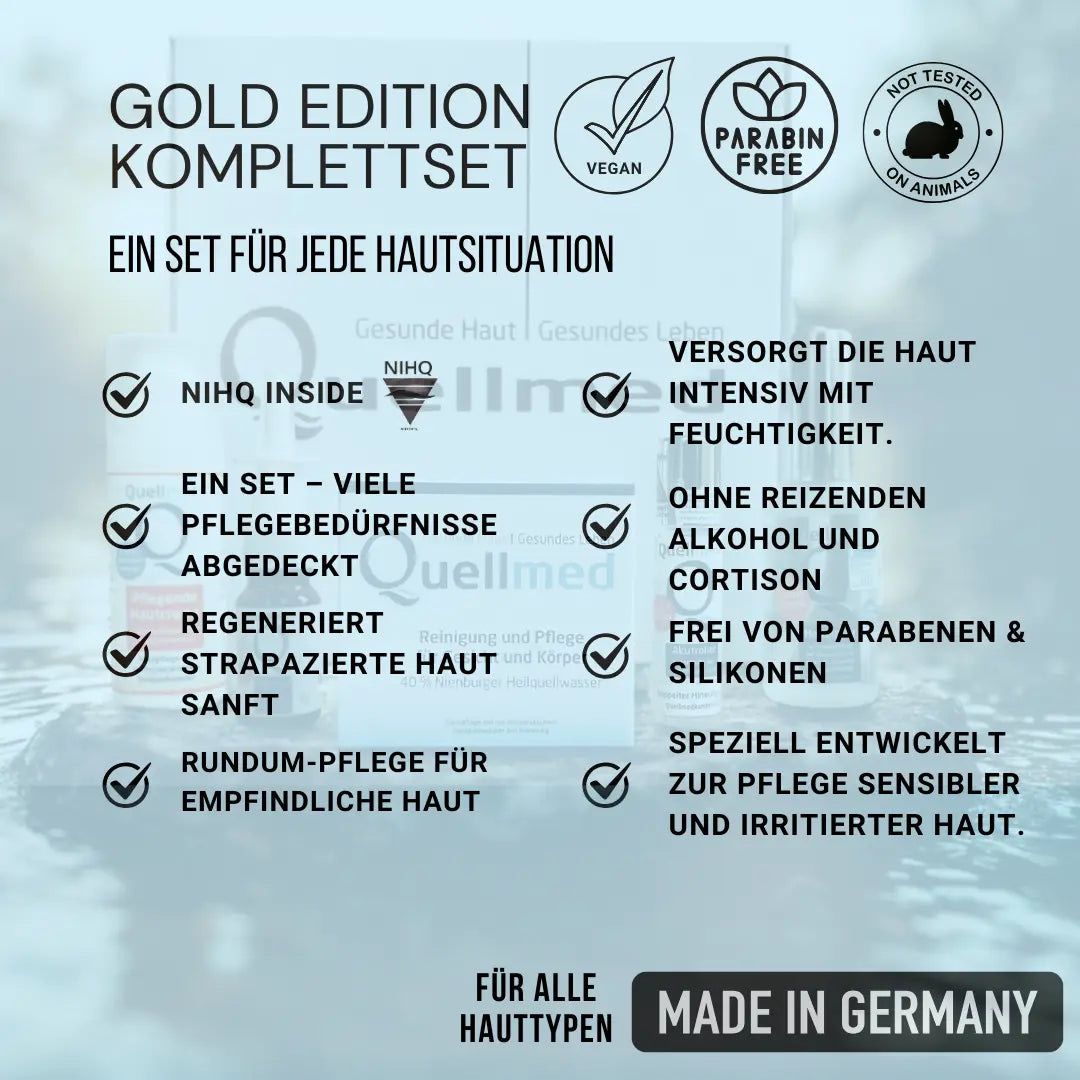 Quellmed GOLD: Komplettpflegeset für Gesicht & Körper