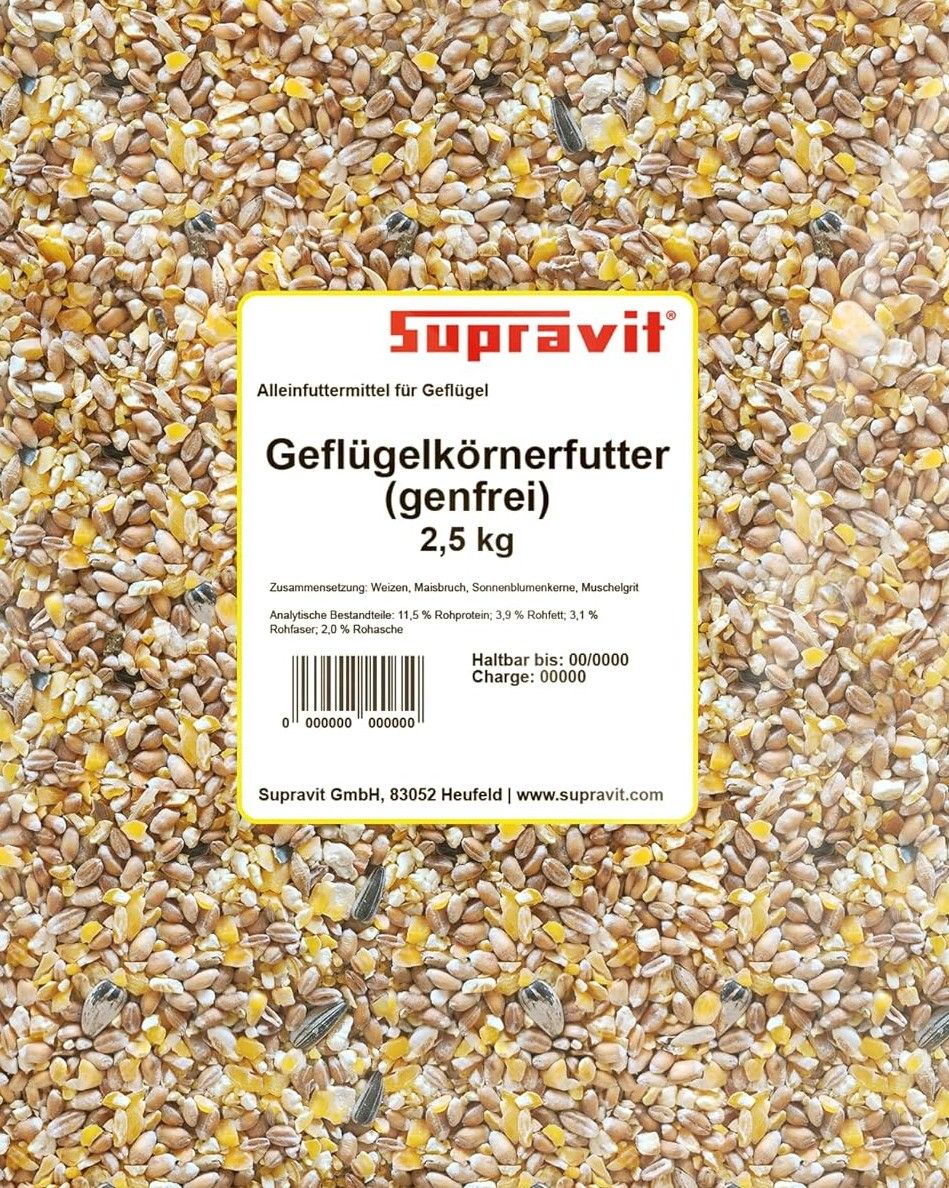 Supravit Geflügelkörnerfutter ohne Gentechnik - Körnermischung für Geflügel, Hühner, Wachteln