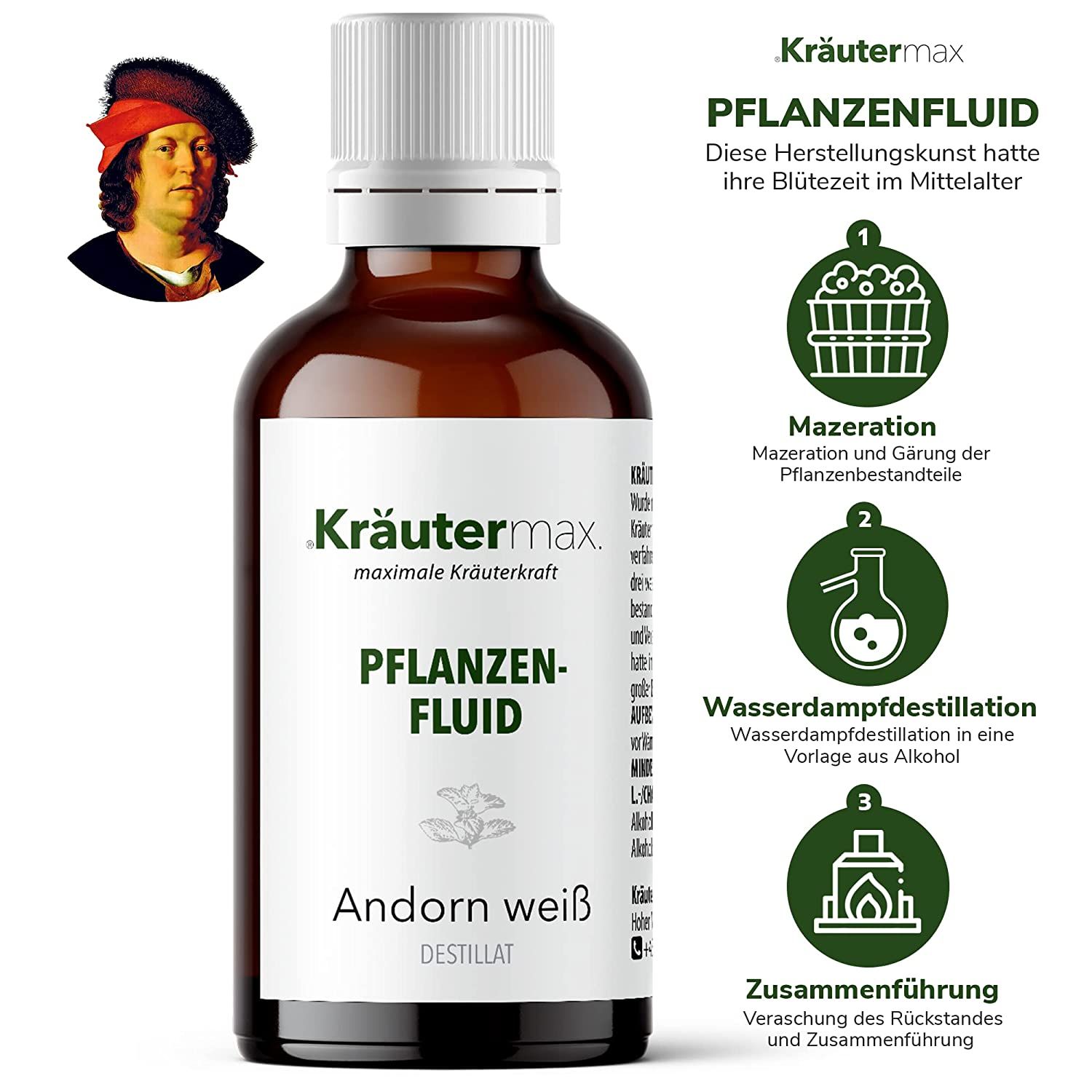 Kräutermax Pflanzenfluid Andorn weiß Tropfen 50 ml Flüssigkeit zum Einnehmen