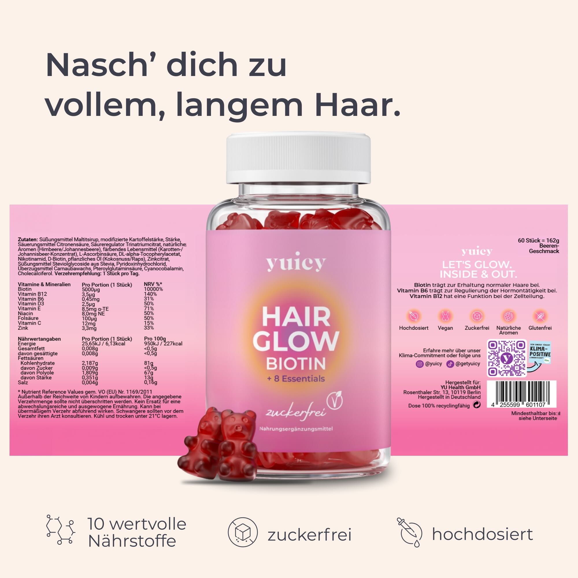 yuicy® Hair Glow & Kids Multivitamin - Hochdosierte Vitamin Fruchtgummies