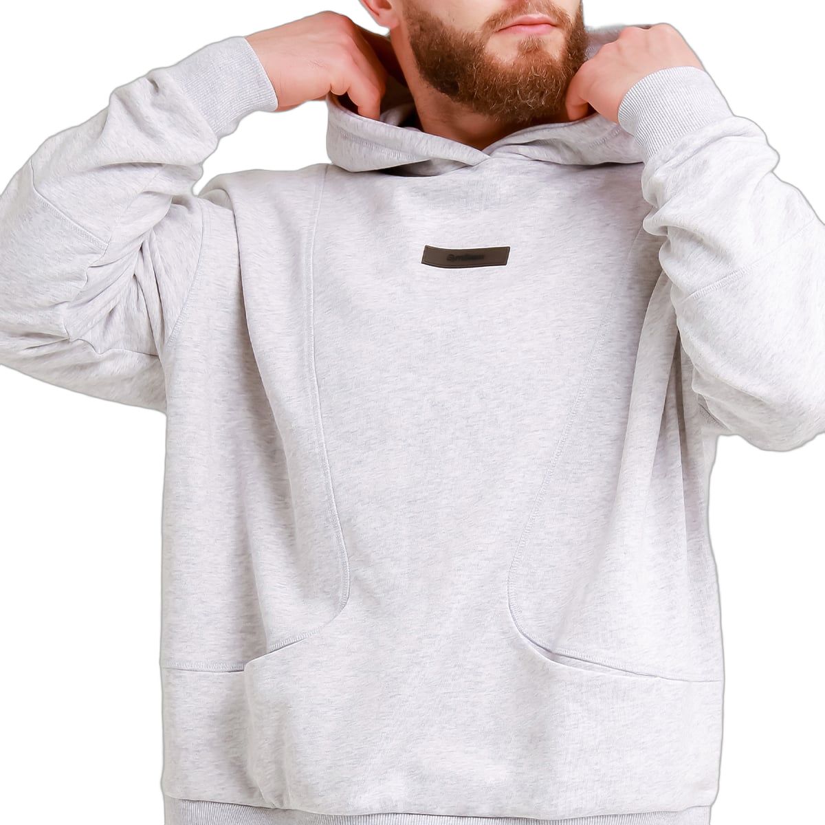 GymBeam Hoodie Herren Regular Fit mit Kapuze und Kängurutasche, Modell Unity Grau