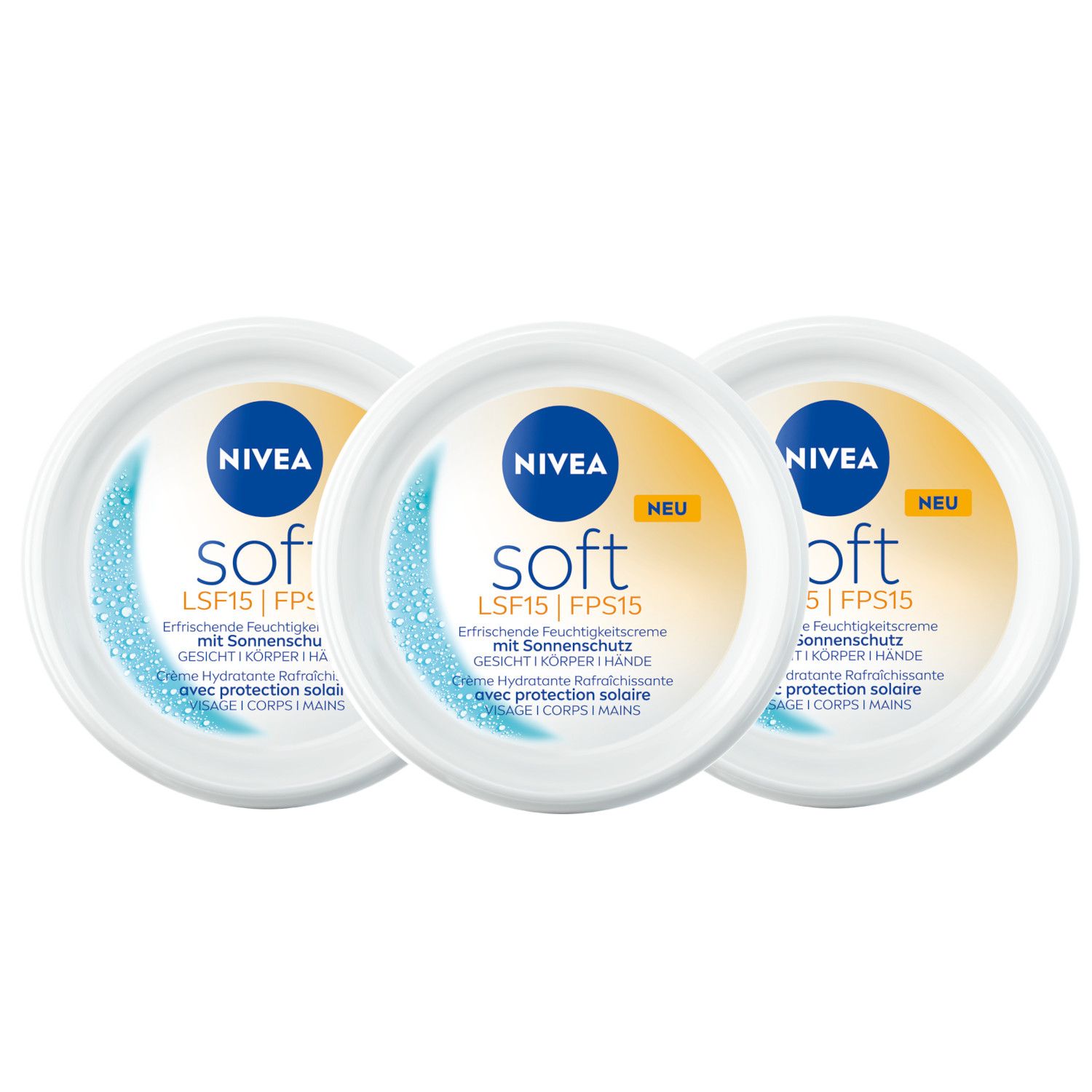 Nivea Soft Erfrischende Feuchtigkeitscreme mit Sonnenschutz LSF 15 300 ml Creme
