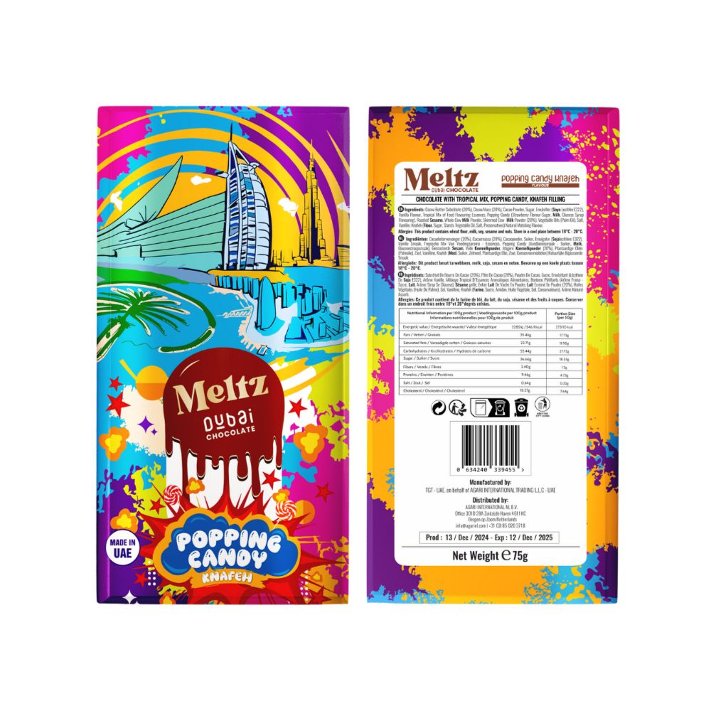 Meltz Dubai Schokolade – Popping Candy & Knafeh
