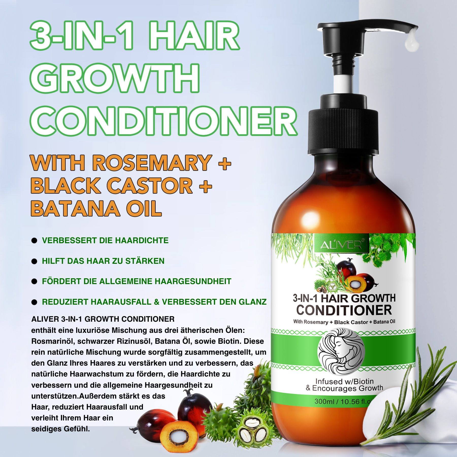 ALIVER 3-in-1 Rosmarin Rizinus Batana Haarspülung