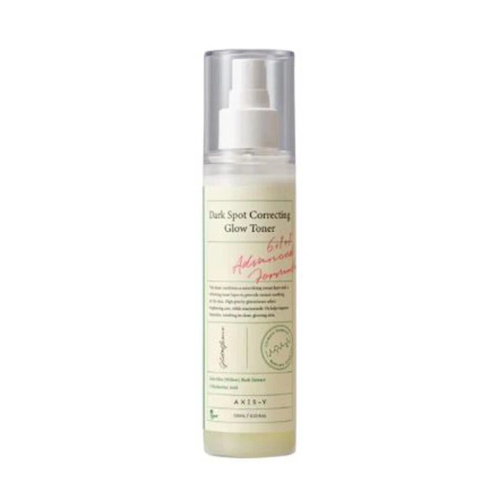 Axis-Y Dark Spot Correcting Glow Toner in einem Pumpspender, leicht schräg von vorne. 125ml.