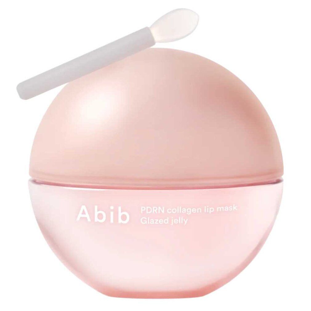 Abib PDRN Collagen Lippenmaske Glazed Jelly mit Spatel auf dem Deckel.